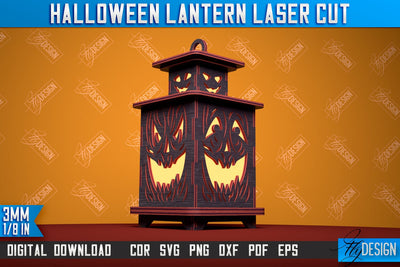 Halloween Lantern | 3D Shadow Lantern | Halloween Design | Lantern Template | CNC File SVG Fly Design 