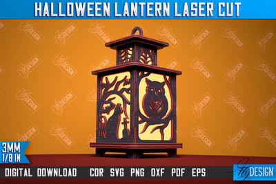 Halloween Lantern | 3D Shadow Lantern | Halloween Design | Lantern Template | CNC File SVG Fly Design 
