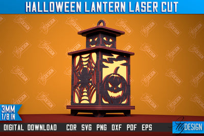 Halloween Lantern | 3D Shadow Lantern | Halloween Design | Lantern Template | CNC File SVG Fly Design 