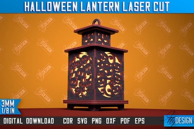 Halloween Lantern | 3D Shadow Lantern | Halloween Design | Lantern Template | CNC File SVG Fly Design 