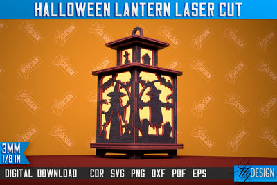 Halloween Lantern | 3D Shadow Lantern | Halloween Design | Lantern Template | CNC File SVG Fly Design 