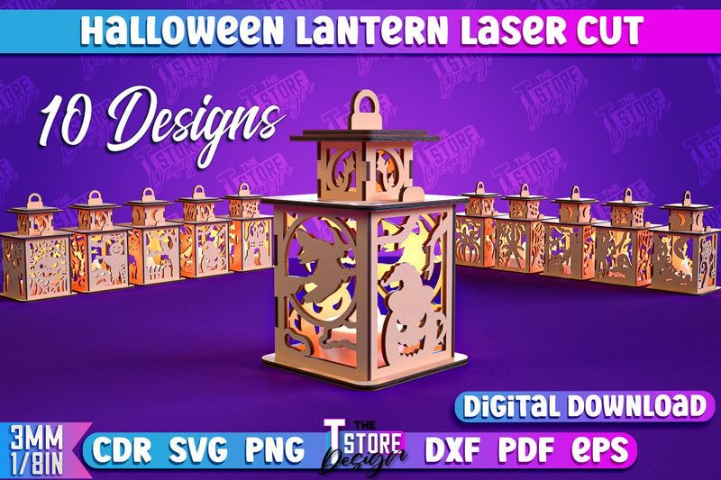 T Shape Lantern Pattern Halloween Lantern Bundle | 3D Lantern | 3D Night Light | Lantern ...