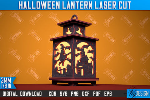 Halloween Lantern Bundle | 3D Shadow Lantern | Halloween Design | Lantern Template | CNC Files SVG Fly Design 
