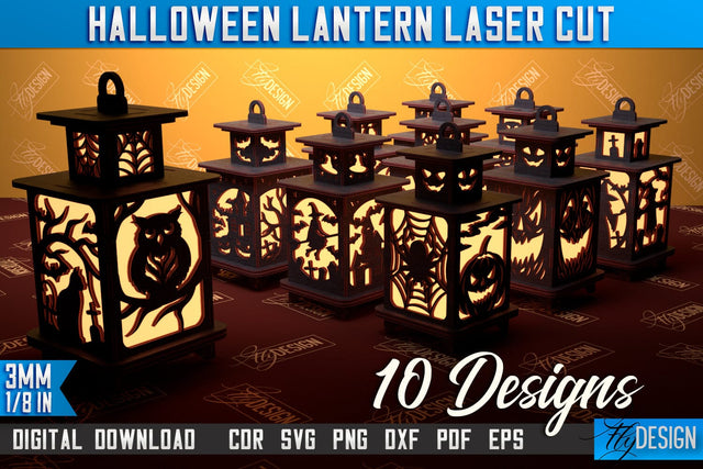 Halloween Lantern Bundle | 3D Shadow Lantern | Halloween Design | Lantern Template | CNC Files SVG Fly Design 