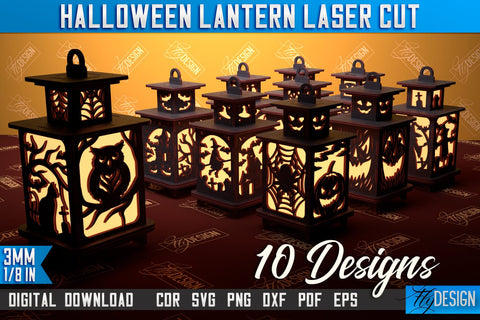 Halloween Lantern Bundle | 3D Shadow Lantern | Halloween Design | Lantern Template | CNC Files SVG Fly Design 