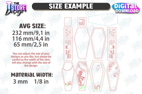 Halloween Lantern Coffin Laser Cut Bundle | Seasonal Home Décor Idea | Halloween Decoration | CNC Files SVG The T Store Design 