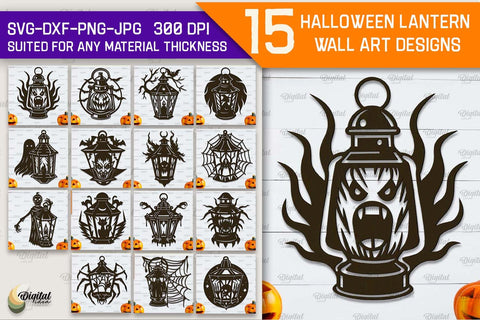 Halloween Lanterns Wall Decor Laser Cut Bundle SVG Evgenyia Guschina 