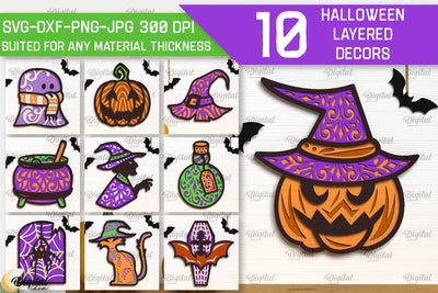 Halloween Layered Decor LaserCut Bundle. Scary Halloween SVG SVG Evgenyia Guschina 
