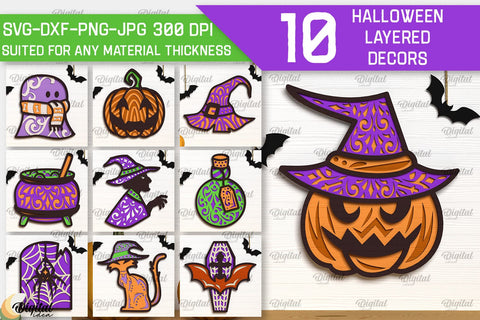 Halloween Layered Decor LaserCut Bundle. Scary Halloween SVG SVG Evgenyia Guschina 