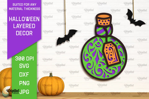 Halloween Layered Decor LaserCut Bundle. Scary Halloween SVG SVG Evgenyia Guschina 