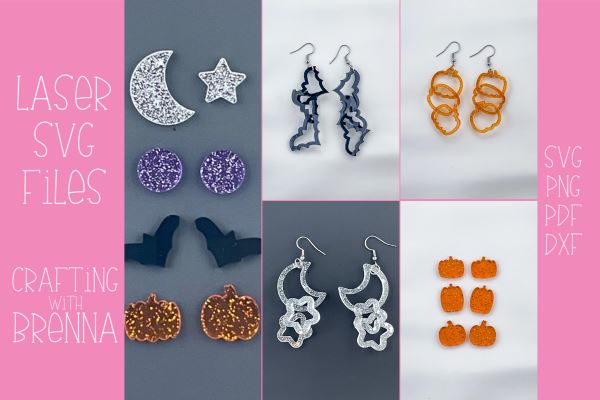 Halloween Linked Earring Bundle Laser SVG File SVG Crafting With Brenna 
