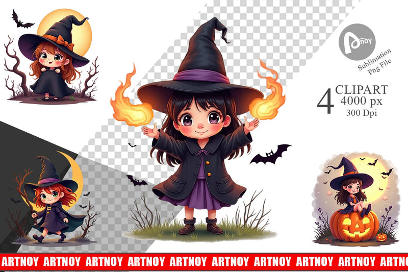 Halloween Little Witch Clipart Sublimation artnoy 
