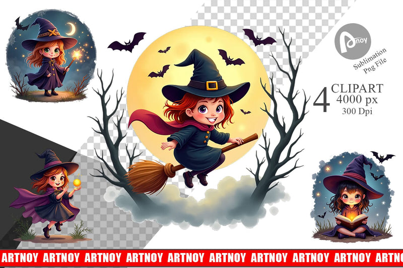 Halloween Little Witch Clipart Sublimation artnoy 