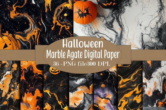 Halloween Marble Background Bundle Digital Pattern SVGArt 