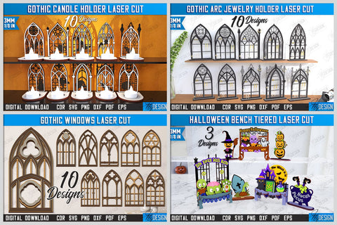 Halloween Mega Bundle Laser Cut | Halloween Decorations SVG | Mystical Earrings | Halloween Stands | Hanging Decor | Farmhouse Decor | Megabundle Laser Cut Design SVG Fly Design 