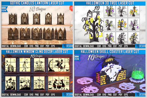 Halloween Mega Bundle Laser Cut | Halloween Decorations SVG | Mystical Earrings | Halloween Stands | Hanging Decor | Farmhouse Decor | Megabundle Laser Cut Design SVG Fly Design 