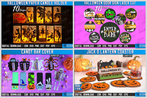 Halloween Mega Bundle Laser Cut | Halloween Decorations SVG | Mystical Earrings | Halloween Stands | Hanging Decor | Farmhouse Decor | Megabundle Laser Cut Design SVG Fly Design 