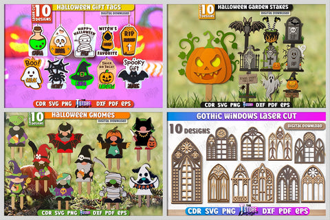 Halloween Mega Bundle Laser Cut | Spooky Decorations SVG, Earrings | Halloween Party Decoration SVG | Tiered Tray Decor | Pumpkin SVG | Halloween Quotes | Spooky Decor SVG The T Store Design 