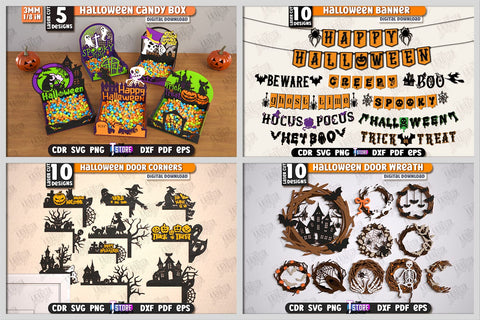 Halloween Mega Bundle Laser Cut | Spooky Decorations SVG, Earrings | Halloween Party Decoration SVG | Tiered Tray Decor | Pumpkin SVG | Halloween Quotes | Spooky Decor SVG The T Store Design 