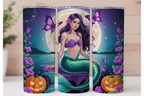 Halloween Mermaid 20oz Tumbler Wrap Sublimation PixelChick 