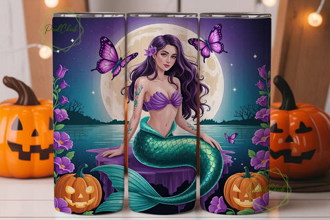 Halloween Mermaid 20oz Tumbler Wrap Sublimation PixelChick 