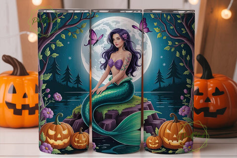 Halloween Mermaid 20oz Tumbler Wrap Sublimation PixelChick 