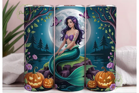 Halloween Mermaid 20oz Tumbler Wrap Sublimation PixelChick 