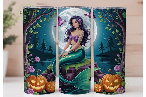 Halloween Mermaid 20oz Tumbler Wrap Sublimation PixelChick 