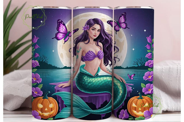 Halloween Mermaid 20oz Tumbler Wrap Sublimation PixelChick 