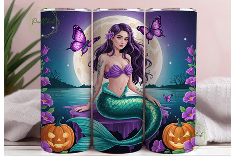 Halloween Mermaid 20oz Tumbler Wrap Sublimation PixelChick 