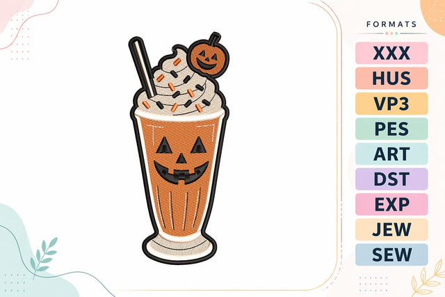 Halloween Milkshake Embroidery Design | Spooky Drink Embroidery/Applique DESIGNS sg embroidery 