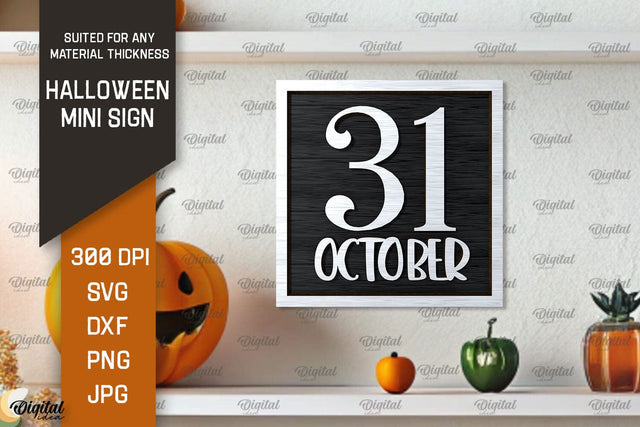 Halloween Mini Sign Laser Cut Design. Halloween Decor SVG SVG Evgenyia Guschina 