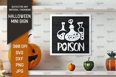 Halloween Mini Sign Laser Cut Design. Halloween Decor SVG SVG Evgenyia Guschina 
