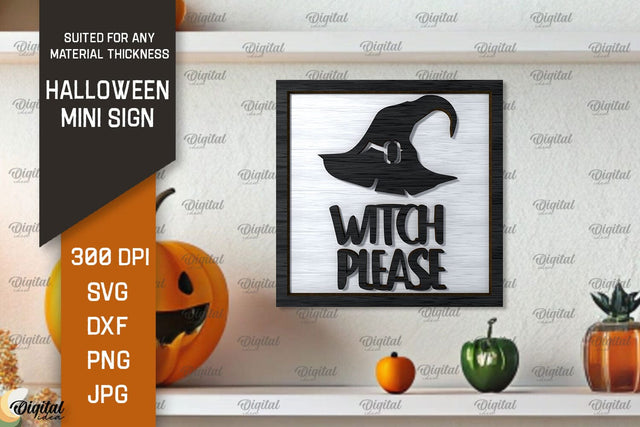 Halloween Mini Sign Laser Cut Design. Halloween Decor SVG SVG Evgenyia Guschina 