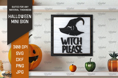 Halloween Mini Sign Laser Cut Design. Halloween Decor SVG SVG Evgenyia Guschina 