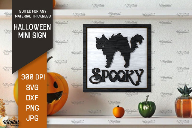 Halloween Mini Sign Laser Cut Design. Halloween Decor SVG SVG Evgenyia Guschina 