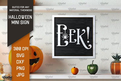 Halloween Mini Sign Laser Cut Design. Halloween Decor SVG SVG Evgenyia Guschina 
