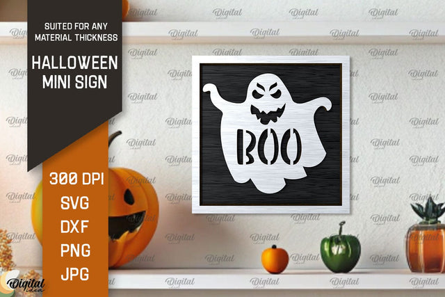 Halloween Mini Sign Laser Cut Design. Halloween Decor SVG SVG Evgenyia Guschina 