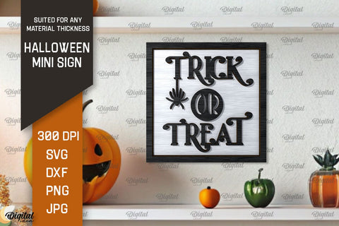 Halloween Mini Sign Laser Cut Design. Halloween Decor SVG SVG Evgenyia Guschina 