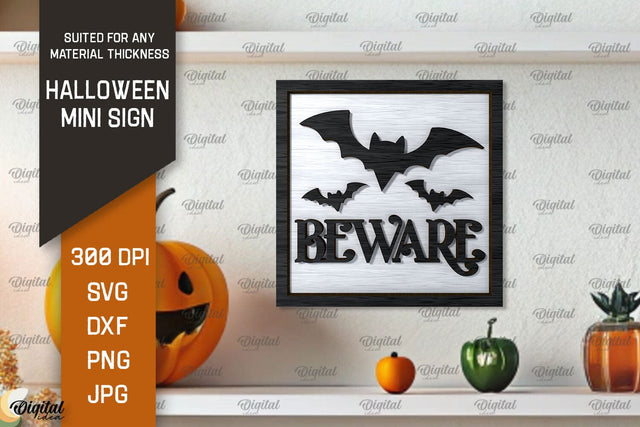 Halloween Mini Sign Laser Cut Design. Halloween Decor SVG SVG Evgenyia Guschina 