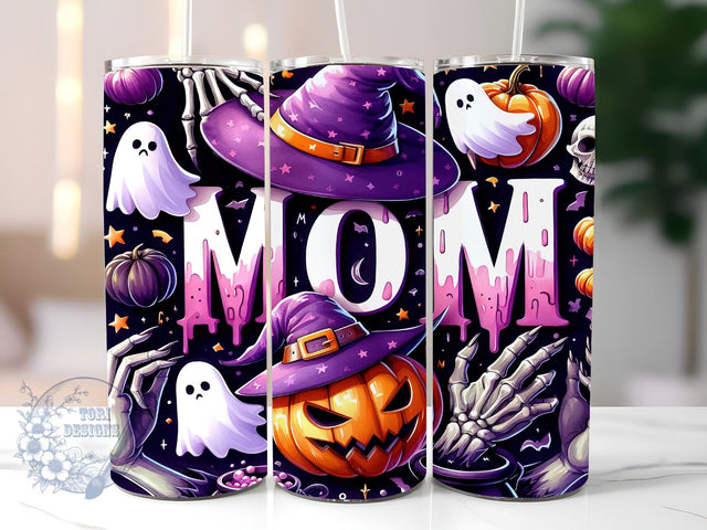 Halloween Mom 20oz Skinny Tumbler, Happy Halloween Tumbler Png, Straight & Tapered Tumbler Wrap, Instant Digital Download Sublimation ToriDesigns 