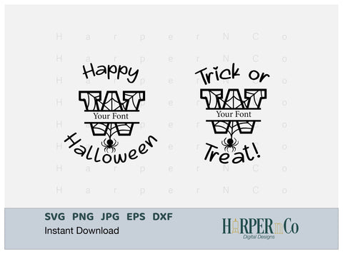 Halloween Monogram W SVG PNG Cut EPS File SVG HarperNCo 