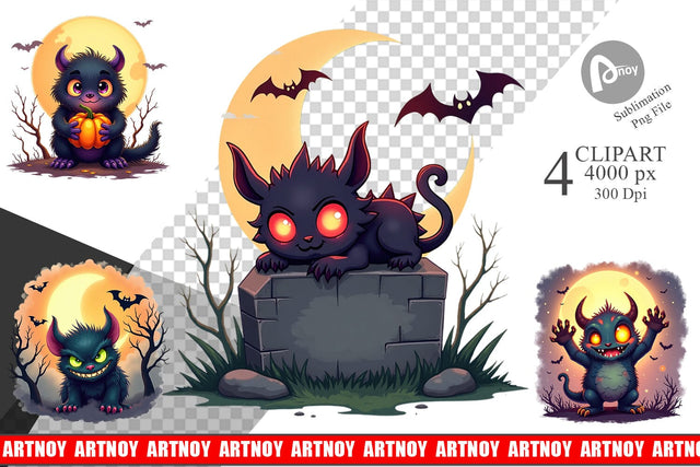 Halloween Monster Creep Clipart Sublimation artnoy 
