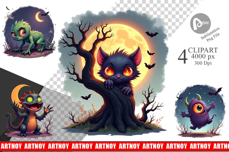 Halloween Monster Creep Clipart Sublimation artnoy 