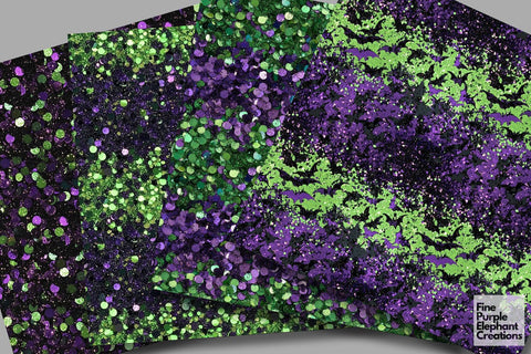 Halloween Monster Glitter Digital Paper - Textured Sublimation Scrapbook Pattern Digital Pattern Fine Purple Elephant Creations 