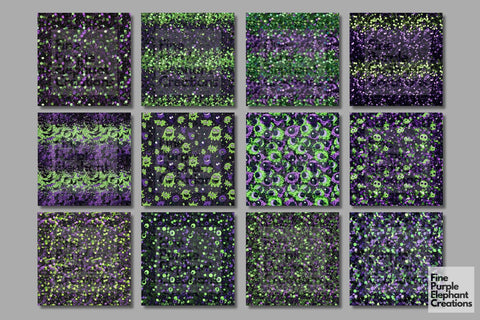Halloween Monster Glitter Digital Paper - Textured Sublimation Scrapbook Pattern Digital Pattern Fine Purple Elephant Creations 