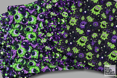 Halloween Monster Glitter Digital Paper - Textured Sublimation Scrapbook Pattern Digital Pattern Fine Purple Elephant Creations 