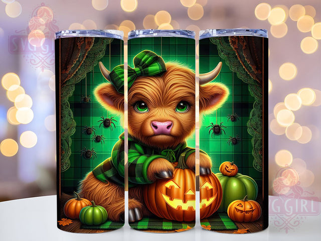 Halloween Monster Highland Cow Tumbler Wrap, Cute Monster Wrap, 20Oz Sublimation Design, Kawaii Cow Cup, Spooky Farm Animal Drinkware, Monster Cow Tumbler, Halloween Cow Mug Design Sublimation SvggirlplusArt 