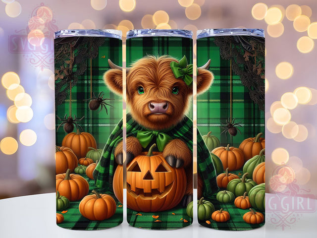 Halloween Monster Highland Cow Tumbler Wrap, Cute Monster Wrap, 20Oz Sublimation Design, Kawaii Cow Cup, Spooky Farm Animal Drinkware, Monster Cow Tumbler, Halloween Cow Mug Design Sublimation SvggirlplusArt 