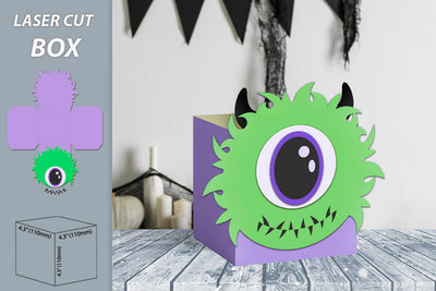 Halloween monster treat box, Candy box laser cut 3D Paper AnastasiyaArtDesign 